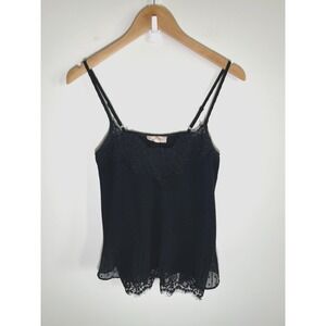 Whimsigoth Grunge Darky Fairy Witchy Cami Womens Top Black S Lace Trim